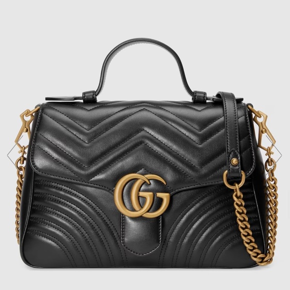 Gucci GG Marmonttop handle black leather bag